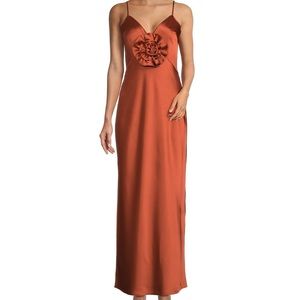 Gianni Bini Floor Length Satin Flower Dress